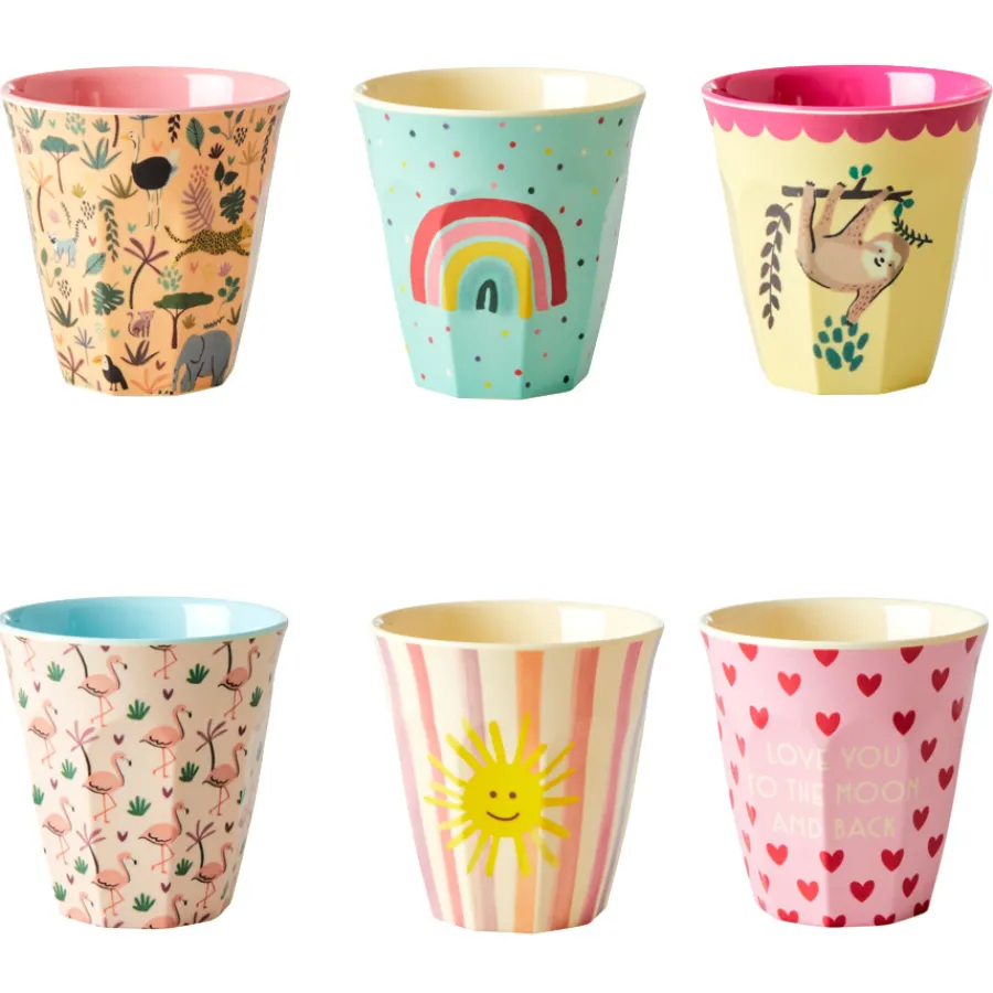 Rice Melamin Becher Klein Funky Prints 6er-Set Fashion