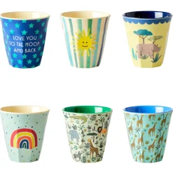 Rice Melamin Becher Klein Funky Prints 6er-Set Hot