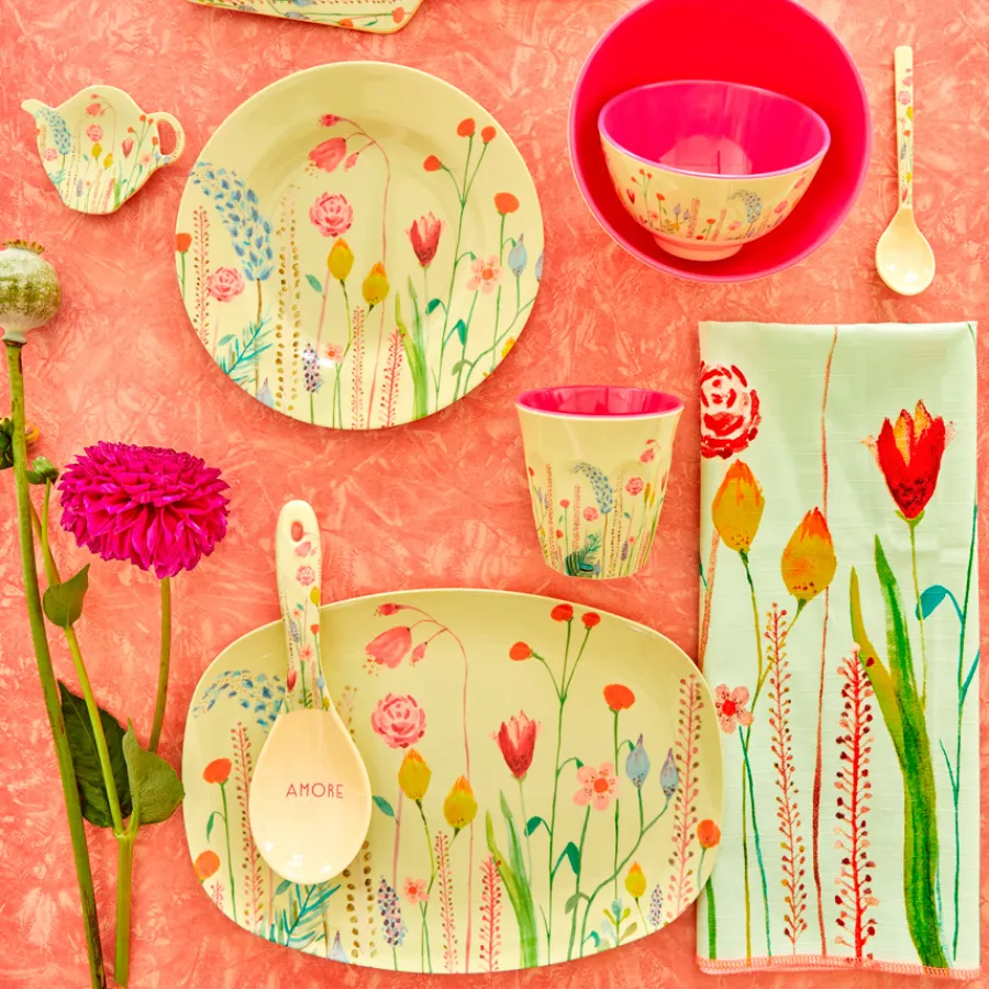 Rice Melamin Becher Summer Flowers Two Tone New