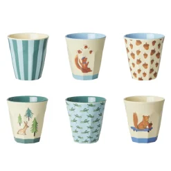 Rice Melamin Kinderbecher Blue Happy Forests 160 ml 6er-Set Outlet