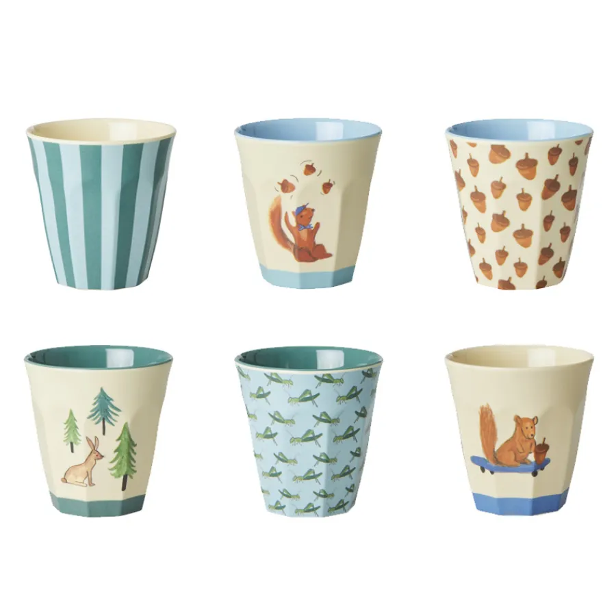 Rice Melamin Kinderbecher Blue Happy Forests 160 ml 6er-Set Outlet