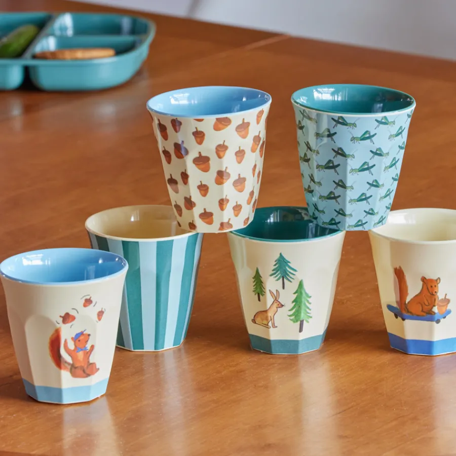 Rice Melamin Kinderbecher Blue Happy Forests 160 ml 6er-Set Outlet