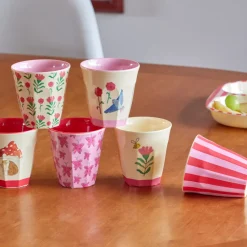 Rice Melamin Kinderbecher Pink Happy Forests 160 ml 6er-Set Fashion