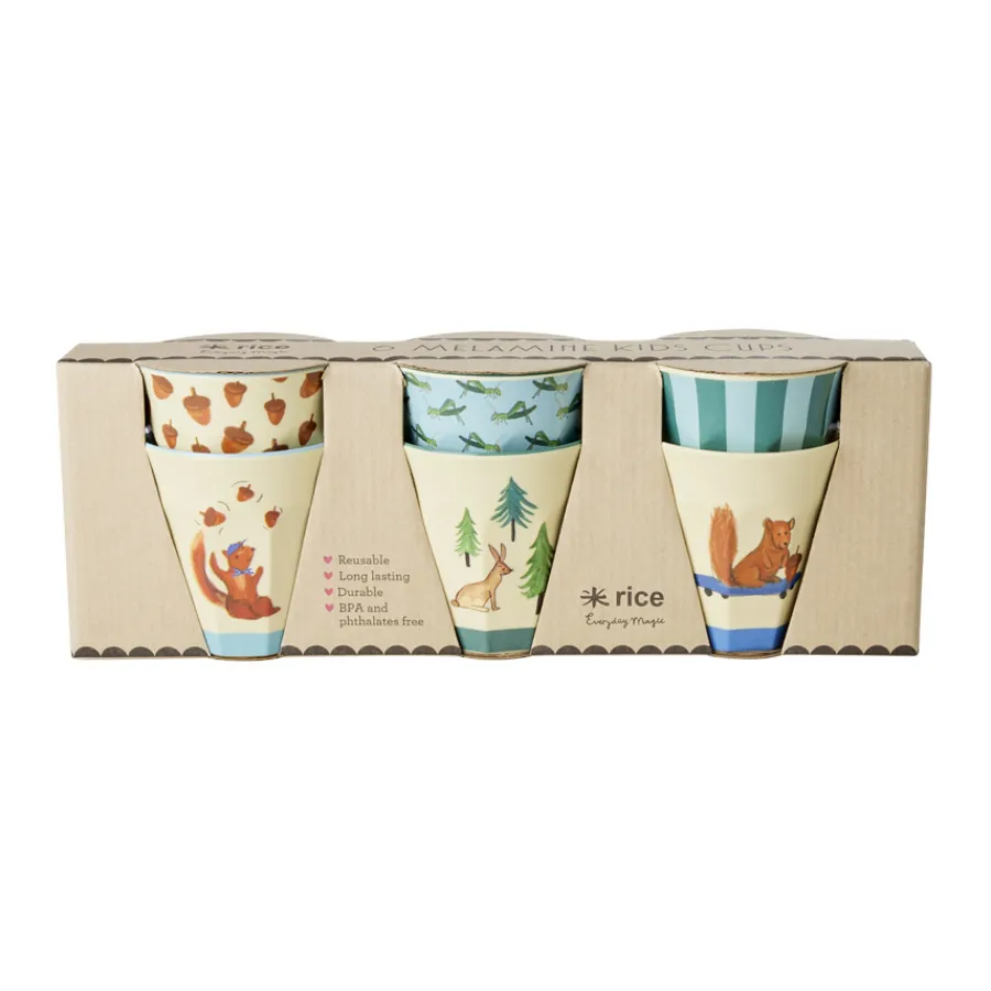 Rice Melamin Kinderbecher Blue Happy Forests 160 ml 6er-Set Outlet