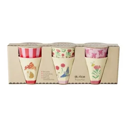 Rice Melamin Kinderbecher Pink Happy Forests 160 ml 6er-Set Fashion