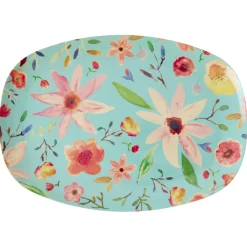 Rice Melamin Teller Oval Selma Flower Mint Best
