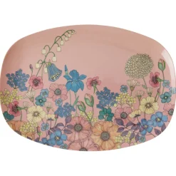 Rice Melamin Teller Oval Flower Collage Soft Pink Outlet