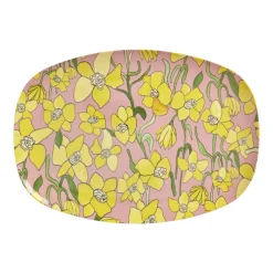 Rice Melamin Teller Oval Daffodils Outlet