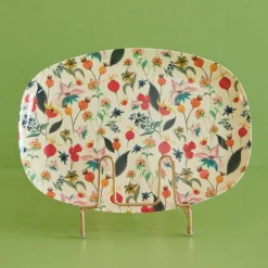 Rice Melamin Teller Oval Winter Rosebuds Clearance
