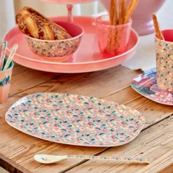 Rice Melamin Teller Oval Small Sandy Flower Online
