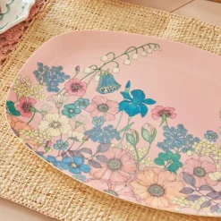 Rice Melamin Teller Oval Flower Collage Soft Pink Outlet