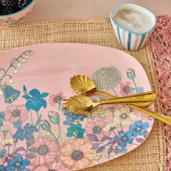 Rice Melamin Teller Oval Flower Collage Soft Pink Outlet