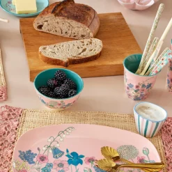Rice Melamin Teller Oval Flower Collage Soft Pink Outlet