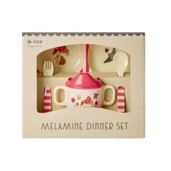 Rice Melamin-Geschirr Baby Geschenkbox Pink Happy Forest 4-teilig Fashion