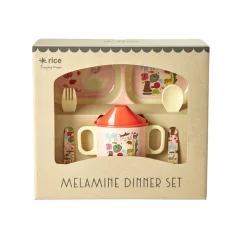 Rice Melamin-Geschirr Baby Geschenkbox Wildlife Pink 4-teilig New