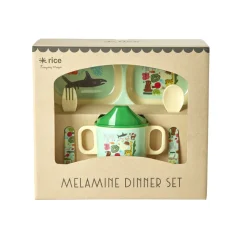 Rice Melamin-Geschirr Baby Geschenkbox Wildlife Mint 4-teilig Sale