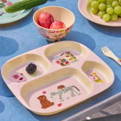 Rice Melamin-Geschirr Baby Geschenkbox Wildlife Pink 4-teilig New