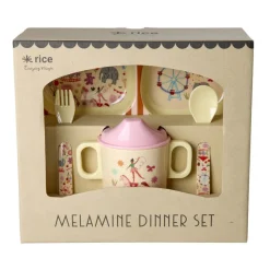 Rice Melamin-Geschirr Baby Geschenkbox Fun Fair Pink 4-teilig Hot
