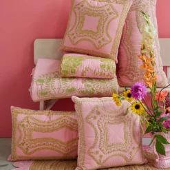 Rice Tagesdecke Quilt Soft Pink/Green bestickt 140 x 200 Best