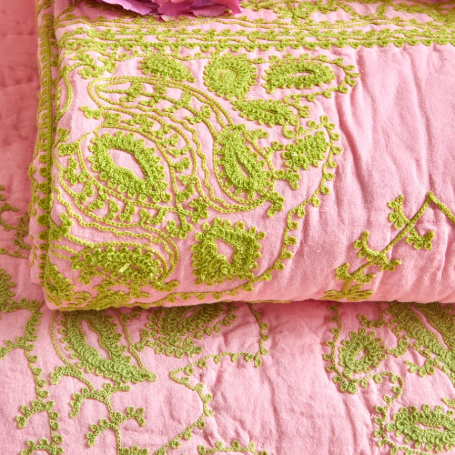 Rice Tagesdecke Quilt Soft Pink/Green bestickt 140 x 200 Best