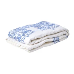 Rice Tagesdecke Quilt White/Blue bestickt 140 x 200 Sale