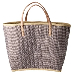 Rice Tasche Vichy-Karo mit Ledergriffen Brown Large New