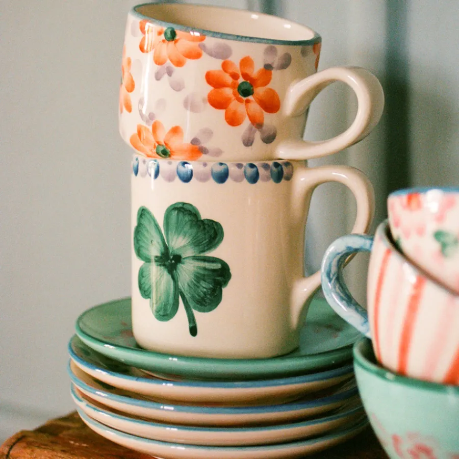 Rice Tasse Keramik handbemalt Good Luck Clover 420 ml Clearance