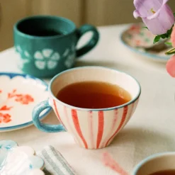 Rice Teetasse Keramik handbemalt Stripes 150 ml Outlet