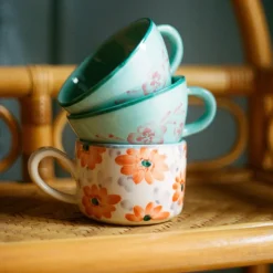 Rice Teetasse Keramik handbemalt Soft Pink Flower Vine 150 ml Best