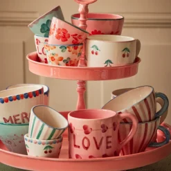 Rice Teetasse Keramik handbemalt Stripes 150 ml Outlet