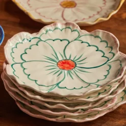Rice Teller Keramik Blume handbemalt Pink Outlet