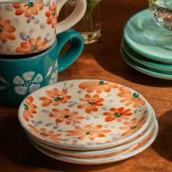 Rice Teller Keramik handbemalt Flowers Orange 15 cm Discount