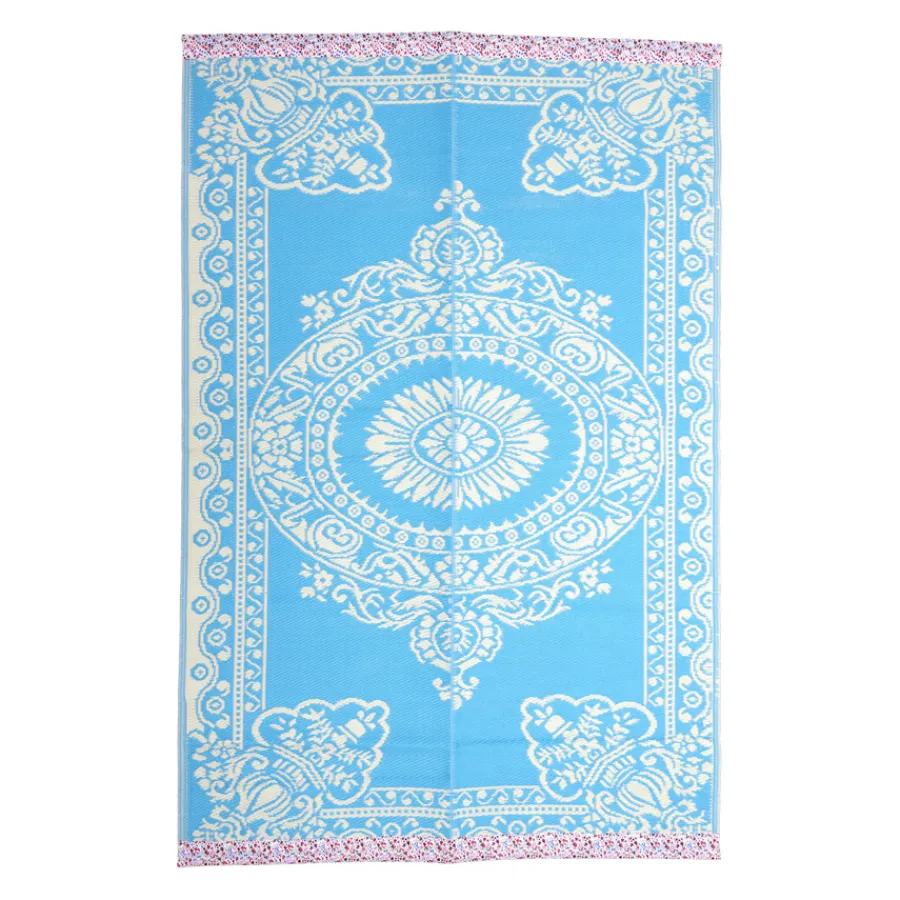Rice Teppich Blue mit Blütenkante 120 x 180 Fashion