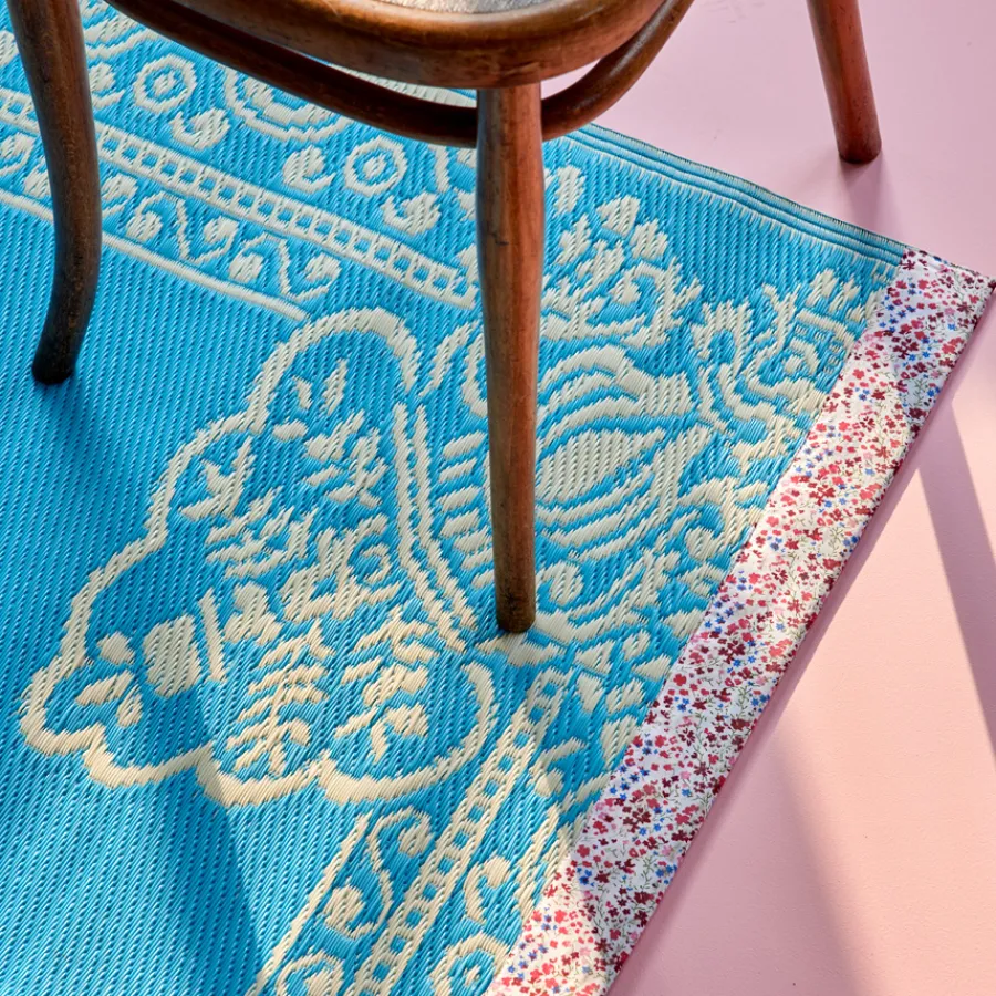 Rice Teppich Blue mit Blütenkante 120 x 180 Fashion