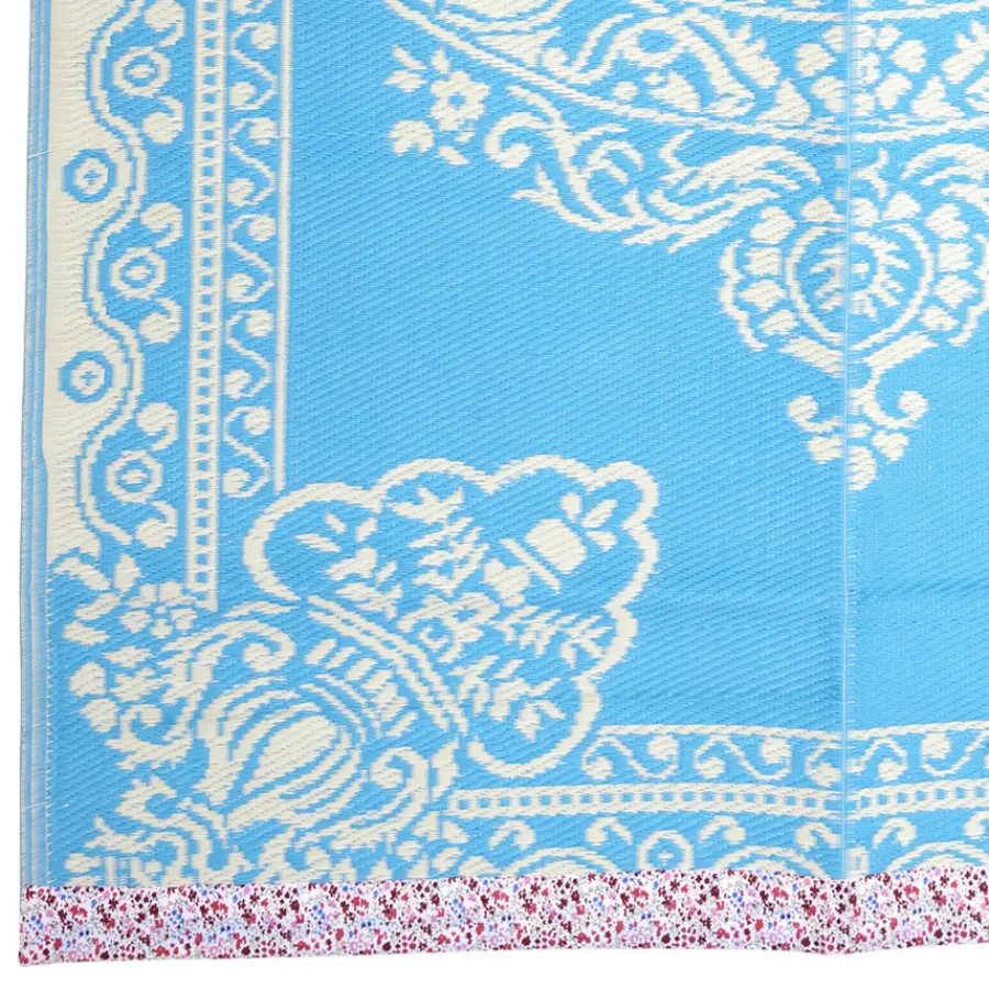 Rice Teppich Blue mit Blütenkante 120 x 180 Fashion