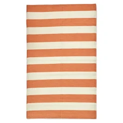 Rice Teppich Outdoor Coral/Creme gestreift Sale