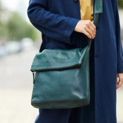Sticks and Stones Ledertasche Flap Deep Green Hot