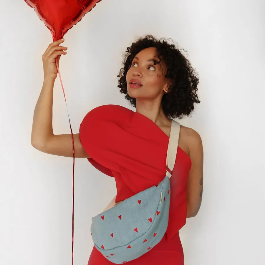 Studio Noos Tasche Fanny Pack Denim Hearts Adult Fashion