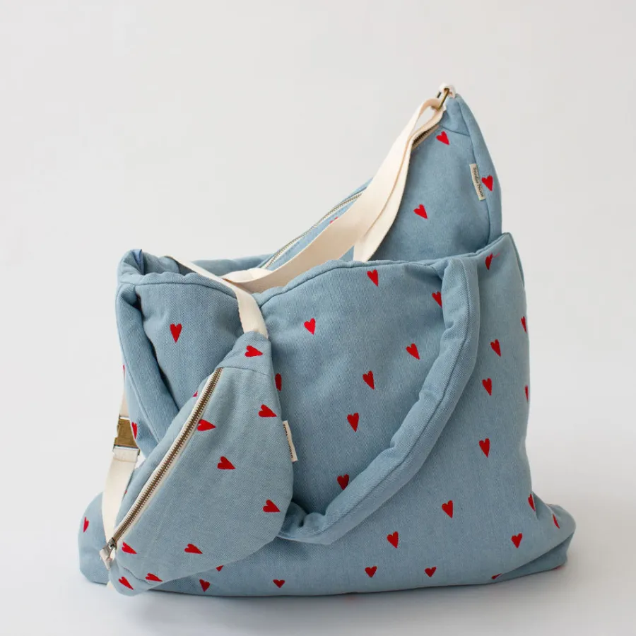 Studio Noos Täschchen Denim Hearts Hot