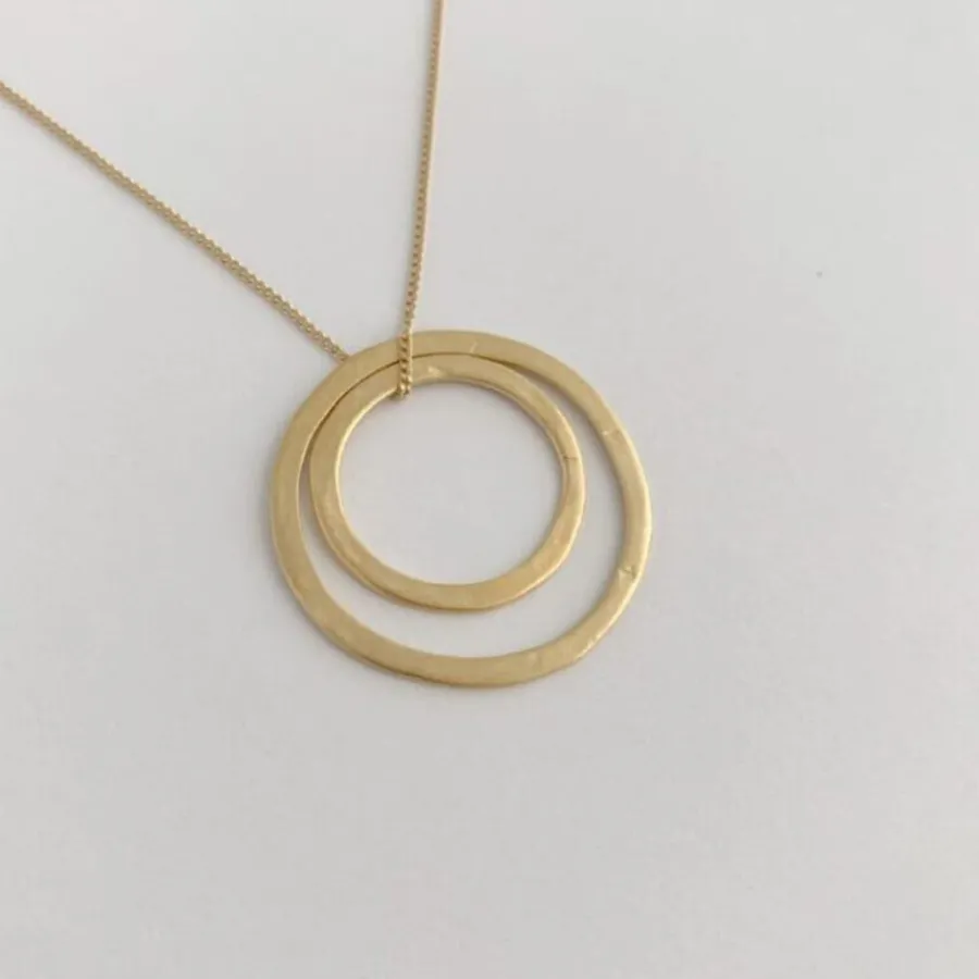 Susi Cala Kette mit Anhänger Double Hoop 'L/M' Sterlingsilber vergoldet Fashion